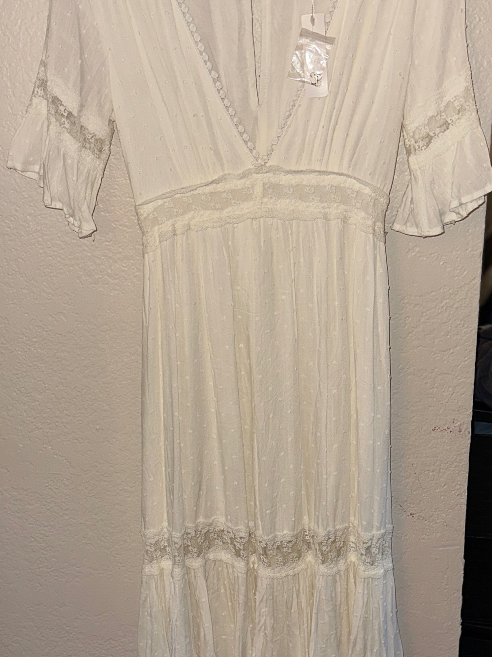 Baltic Born Cream Maxi Dress with Lace Trim